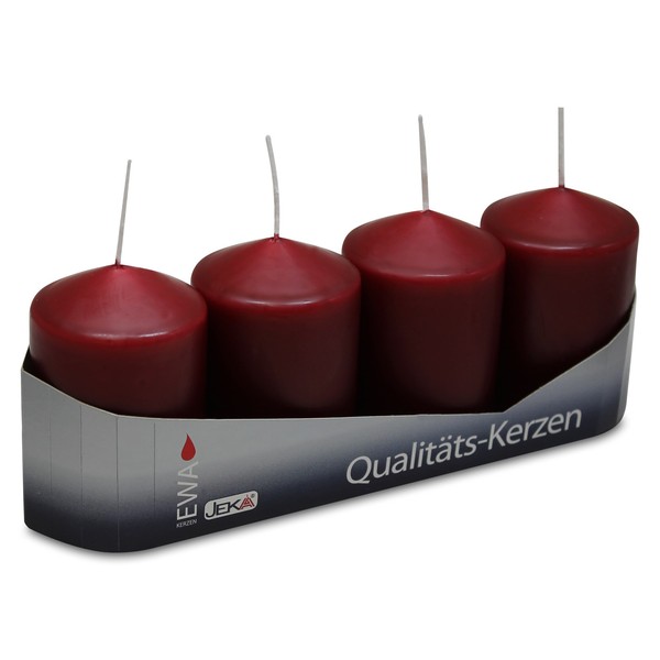 3Er Pack Stumpenkerzen Burgund, Ca. 50 X 80 Mm (3 X 4 StüCk) Laternenkerze-image
