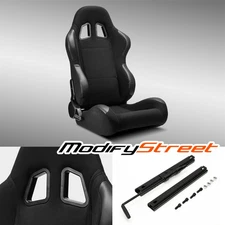 Universal Reclinable Fabric/PVC Leather Black Racing Seats Car Seat Driver Side
