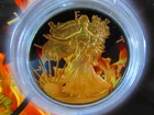 2015 BURNING Liberty Eagle 1 oz Silver Coin $1 USA w/ Ruthenium & 24K Gold