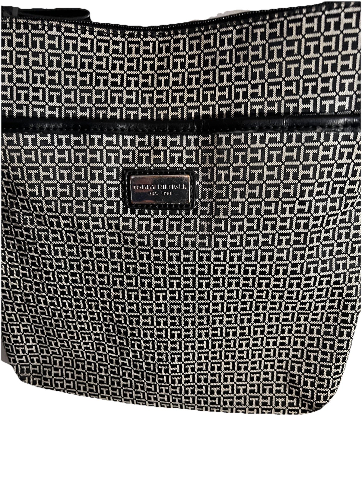Tommy Hilfiger Crossbody Bag Womens Black Beige Logo Print Shoulder Adjustable thumbnail 2