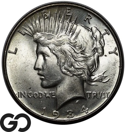 1934-D Peace Dollar, Cartwheel Luster, Nice Choice BU++