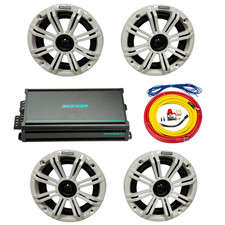 Kicker Marine Audio Bundle   4 6.5  Speakers, 4-Channel Amp 