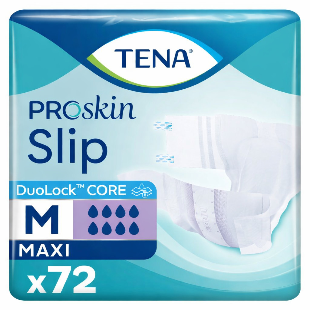 72 x TENA ProSkin Slip Maxi Medium Adult Incontinence Slips | 3 Packs of 24