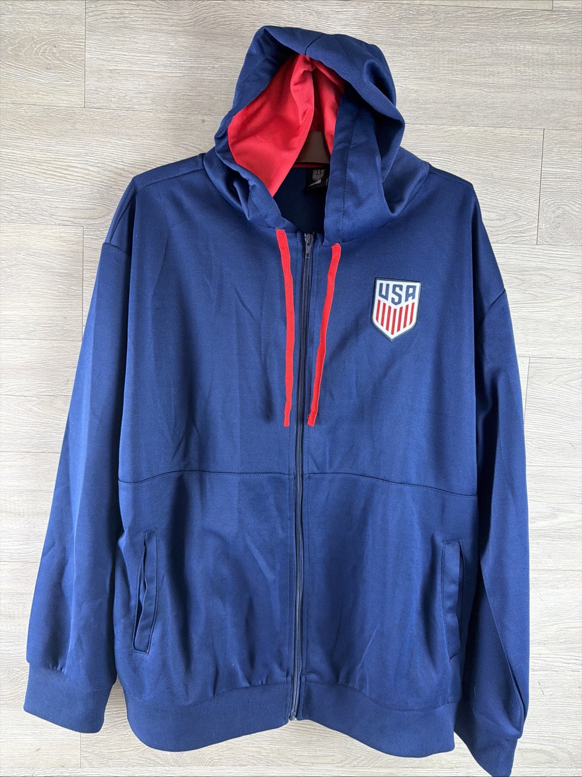 Nike United States Soccer Hoodie Mens XXL Blue Red National Team USA Zip Up
