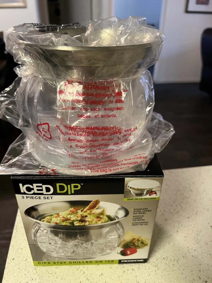 Prodyne Iced Dip On Ice 22Oz Stainless Steel Serving Bowl 3 Piece Set - Image 3 of 3