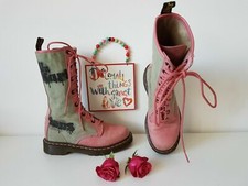 Rare 1c53 Dr Martens 14 Eye Pink Horror Boots Uk 4 Eu 37 Us 6 Mid Calf Logo
