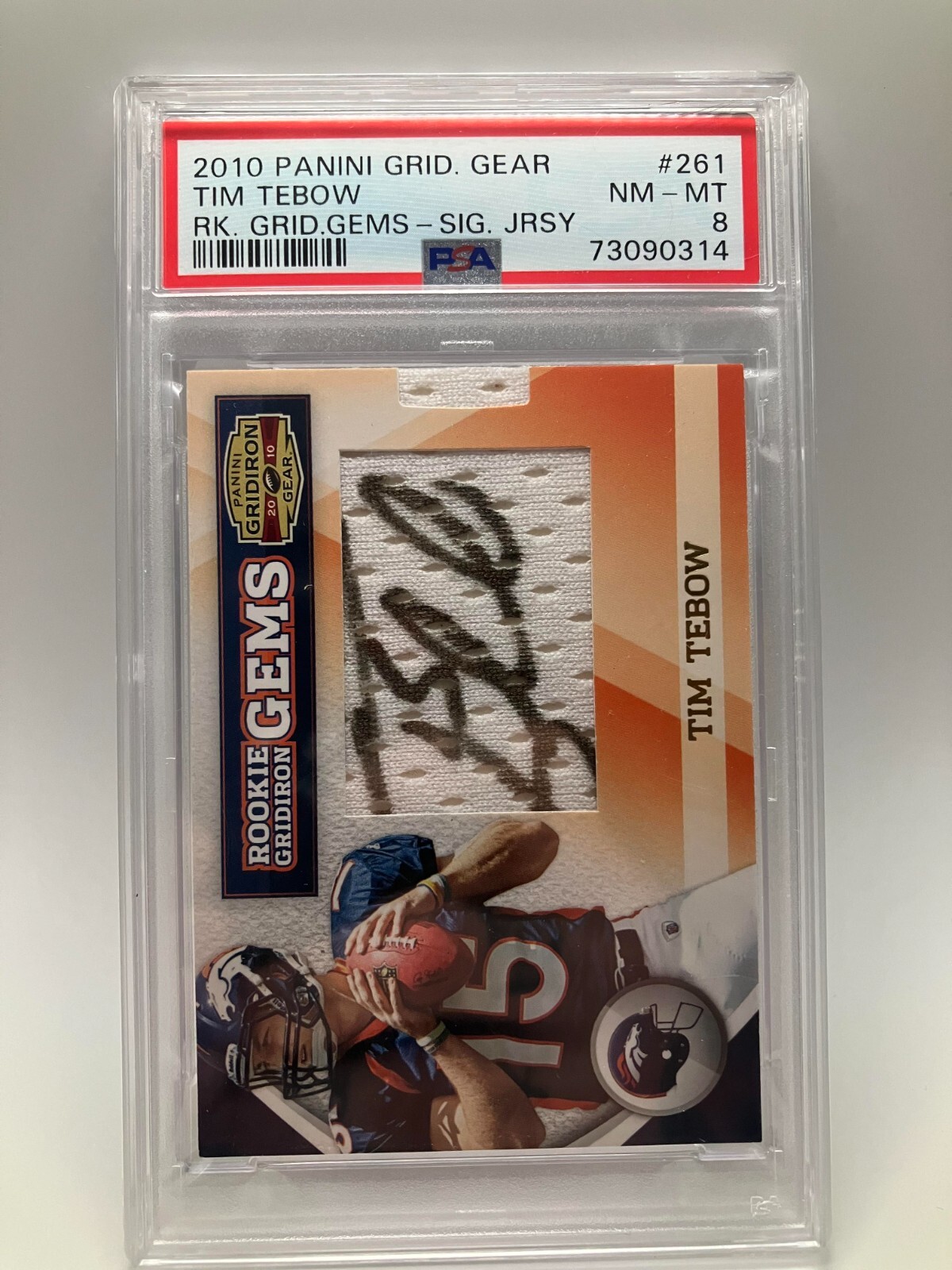 Tim Tebow Panini Gridiron Gear Rookie Gridiron Gems #261 Signed Jersey
