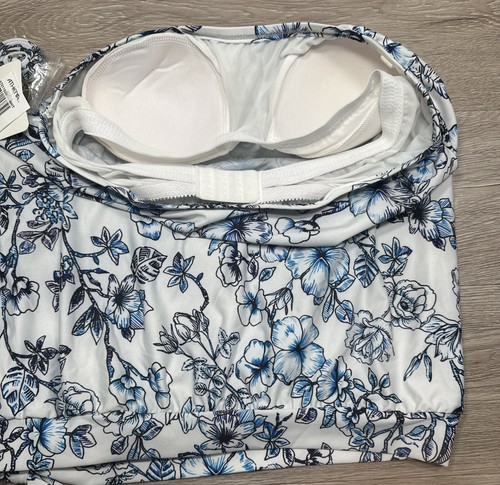 NWT Athleta Women's Blue/White Bouson Bandini Swim Top sz 6 - Picture 7 of 9