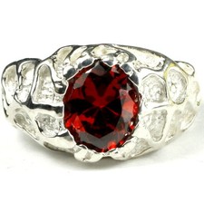 Garnet CZ 925 Sterling Silver Men's Ring, SR168