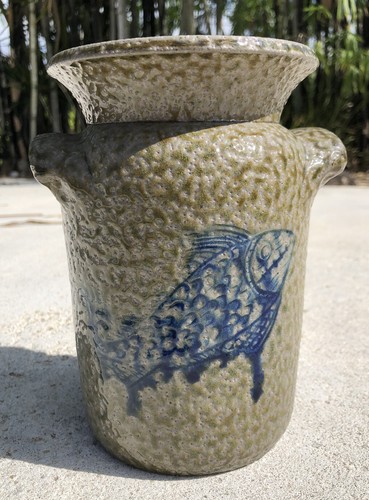 Gire y quemar Cerámica Pájaro peces Sal Esmaltado Seagrove NC Doble Asa  olla | eBay
