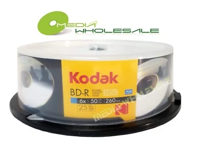 25 KODAK 50GB Blank Blu-Ray BD-R BDR DL 6X Dual Double Layer Inkjet Printable