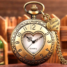 Collar colgante reloj bolsillo cuarzo forma coraz n bronce regalo hombres mujere