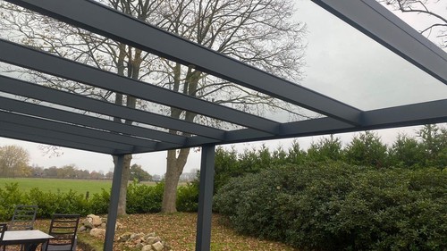 Aluminium Terrassenüberdachung Salzburg mit Glas oder Stegplatte ab 3 m Breite - Bild 6 von 8