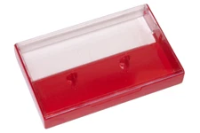 5 Cassette Tape Cases: Clear Front + Red Solid Back - Empty Plastic Boxes
