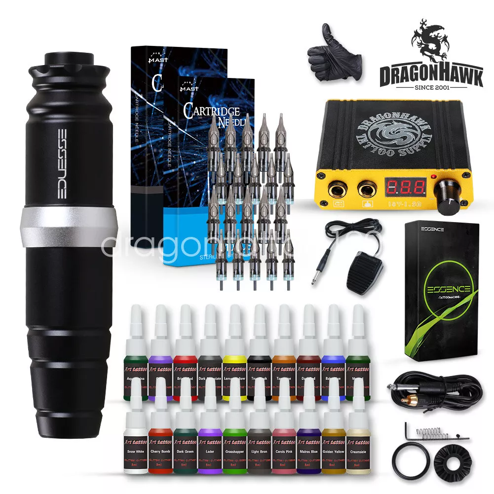 Dragonhawk Complete Traditional Coils Tattoo Machine Kit with 9