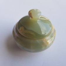 Onyx Marmor Stein Schmuckk&auml;stchen Topf gr&uuml;n natur gestreift 6cm Italy Handarbeit
