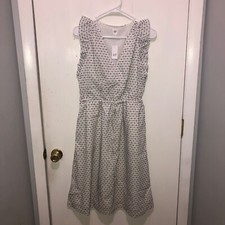 NWT Gap Swiss Dot Ruffle Cap Sleeve V Neck Lined Midi Maxi Dress Small Petite