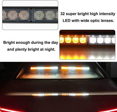 32 LED Barra Luces Estroboscopicas SUPER BRILLANTE Flash De Peligro 2 x 16.8''