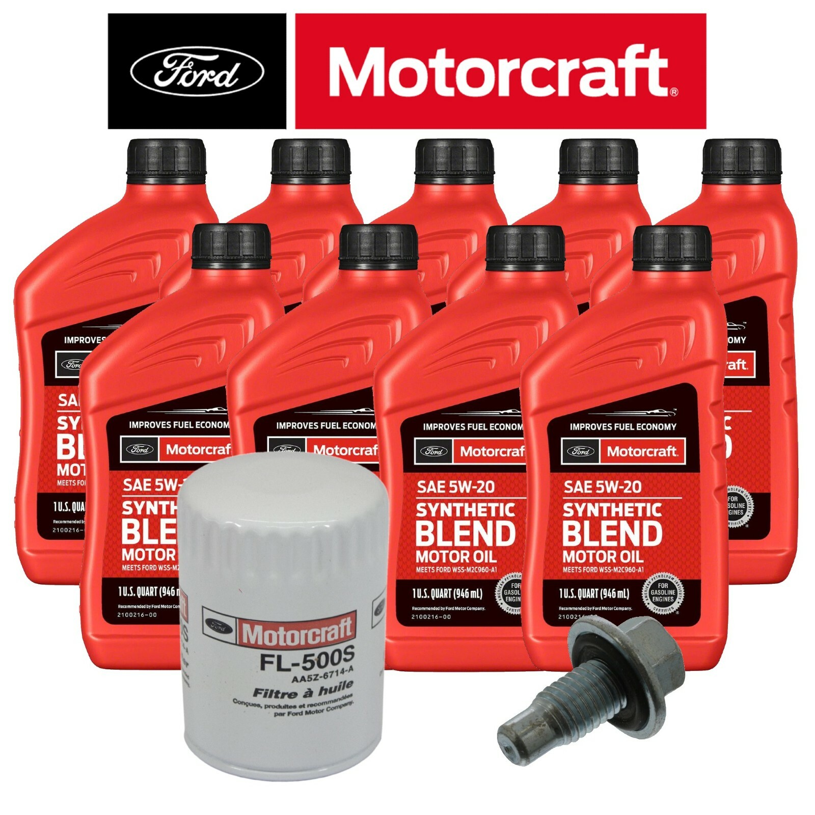 Motorcraft 5W-20 Oil Change Kit W/ New Drain Plug For 2011 Ford F-150 5.0L