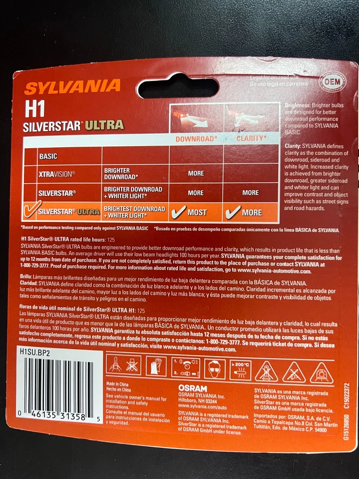 SYLVANIA Silverstar H1 ULTRA Pair Set High Performance Headlight 3585 - Image 4 of 4