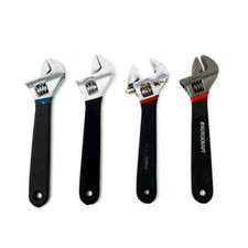 4 Pcs Autocraft, Anvil and Assorted Adjustable Wrenches Set, Rubber Grip