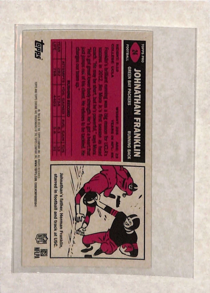 2013 Topps Pro #24 Jonathan Franklin Mini NM - Image 2 of 2