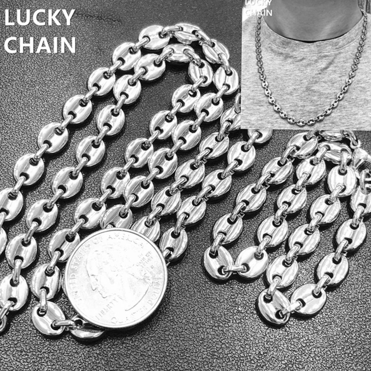 Silver chain necklace sale and bracelet set