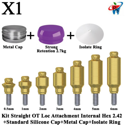1x Kit Straight OT Loc Attachment Int Hex 2.42 Strong Silicone Metal Cap Ring 