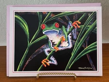 Vintage Leanin' Tree Greeting Card Wildlife Gallery Tree Frog "Happy Birthday"