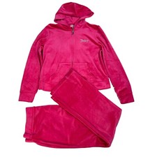Juicy Couture Velour Track Jogger Suit XL Pant L Pink Hooded Y2K Athleisure Zip