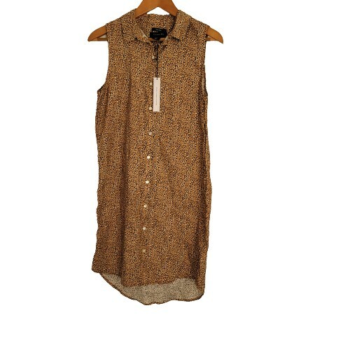 Tahari 100% Linen Shirt Dress Tunic Button Front Unique Print Brown Sz S  NWT | eBay