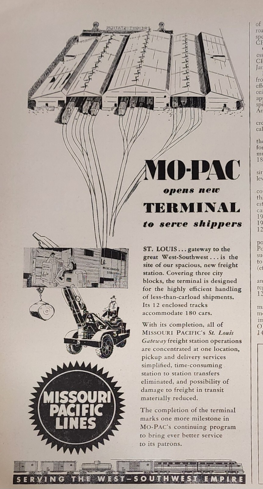 Missouri Pacific Lines Railroad Train Magazine Ad Picture MO-PAC Wall Art