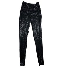Balera Dancewear Leggings Small Black Adult Wide Waistband Metallic Wet Look