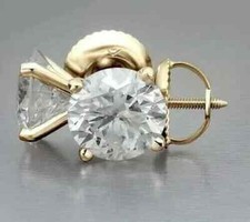 2Ct Round Cut Lab Created Diamond Solitaire Stud Earrings 14K White Gold Plated