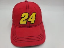 Vintage Jeff Gordon #24 Quaker State Adjustable Hat Cap Dad Men Women NASCAR Red