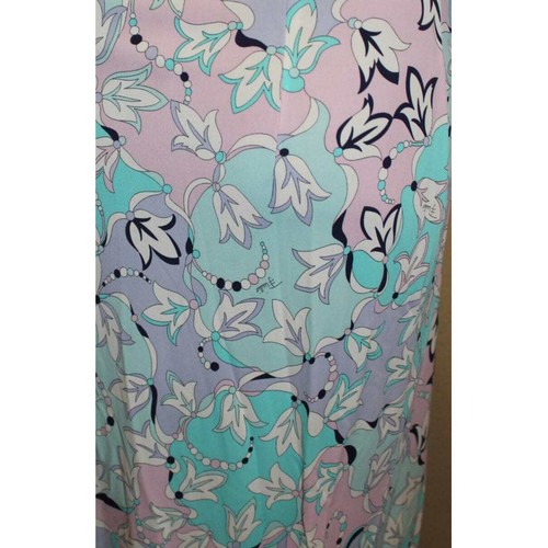 Vestido Emilio Pucci Azul Multicolor Estampado Firma 12 EE. UU. Viscosa - Imagen 4 de 9