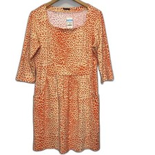 J. McLaughlin Emma Dress Orange and Cream Animal Print Classic Fun Large