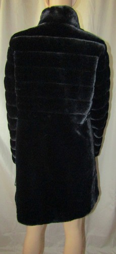 NWT $320 Jones New York Black Faux Fur Coat Rolled Sleeves & Down to Waist Sz S - Picture 5 of 13