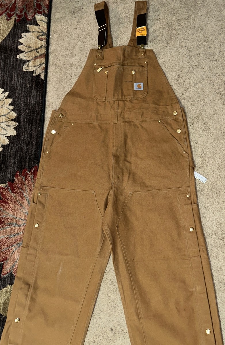 NWT CARHARTT Men's Unlined Zip To Thigh Bib Overalls Brown R37
