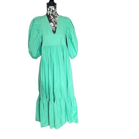 Hunter Bell New York Palmer Dress Puff Sleeve Mint Green Womens