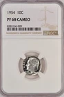 1954 Roosevelt Dime Proof NGC PF 68 CAMEO PR68CAM Frosty Coin 10C
