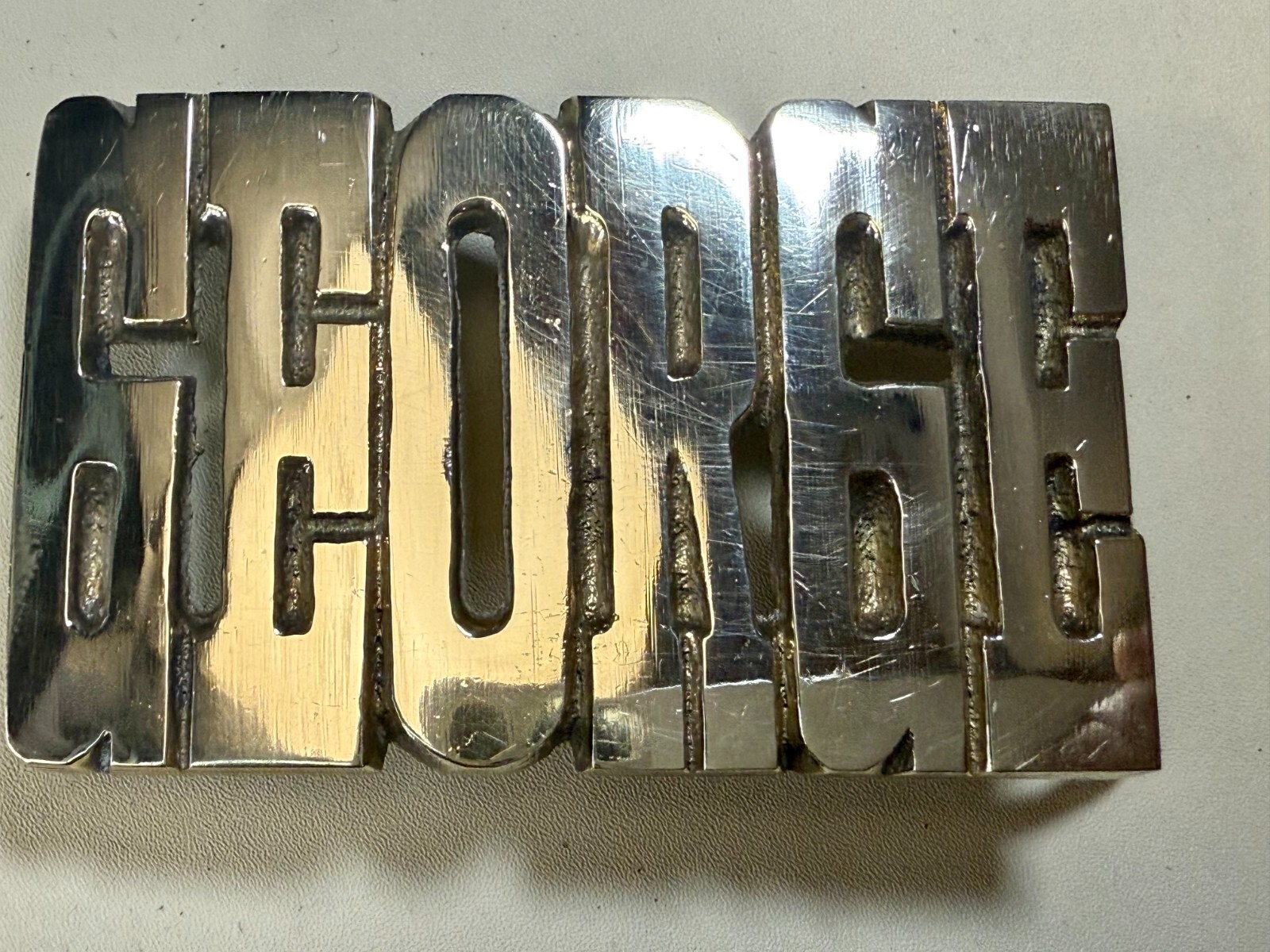 Custom Name GEORGE Block Letter Solid Brass Vinta… - image 11