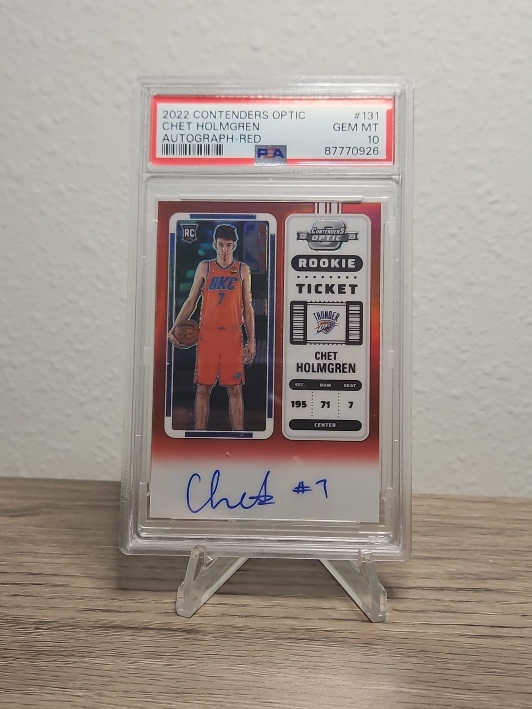 2022 Contenders Optic Chet Holmgren Red On Card Autograph/99 Psa 10 pop 9🔥💎💎