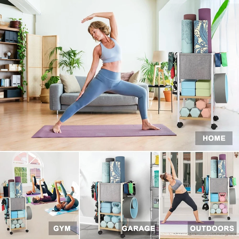 Yoga Mat Storage Rack for Home Gym Workout Equipment Organizer Yoga Mat Storage Rack for Home Gym Workout Equipment Organizer