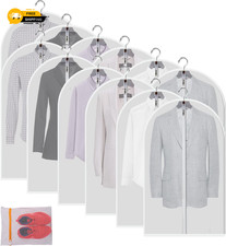 12Pcs Clear Suit Cover Dust-proof Hanging Garment Storage Bag Dress Clothes Coat