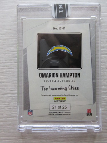 2025 Panini Instant The Incoming Class NFL Omarion Hampton Rookie Auto SSP 21/25 - Picture 5 of 5
