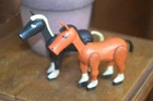 Vintage 1970 Fisher Price Family Castle Black Stallion And Brown Horse Excellent