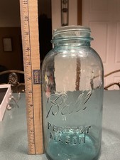 1923-1933 Blue Ball Mason Jar , 2 Qt, Perfect Mason 9” Tall Antique Vintage