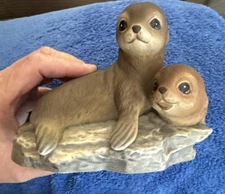 Vtg 1981 Homco Home Interiors Masterpiece Porcelain Baby Seal Pups Figurine #2