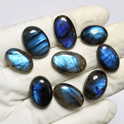 9 Piezas Piedras Preciosas Cabujón Ovalado Labradorita Natural Azul Fuego Alta Calidad 15mm-19mm - Imagen 5 de 10